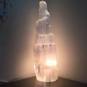 Selenite Crystal Skyscraper Lamp Prime