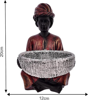 Craftji Present Showpiece for Home Decor Men Statue with Basket for Living Room (Tokri man2)