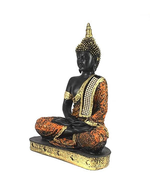 Craftji Present Polyresin Meditating Lord Buddha Figurine - Multicolour Showpiece, 16.5 x 25 x 6.5 cm, 1 Piece