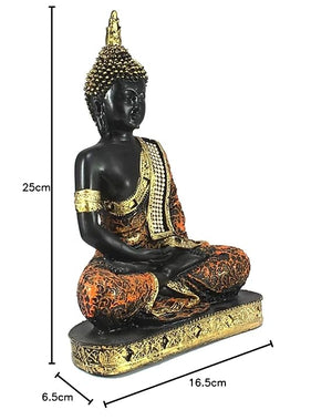 Craftji Present Polyresin Meditating Lord Buddha Figurine - Multicolour Showpiece, 16.5 x 25 x 6.5 cm, 1 Piece