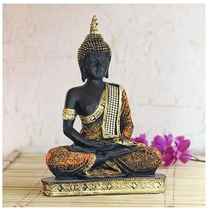 Craftji Present Polyresin Meditating Lord Buddha Figurine - Multicolour Showpiece, 16.5 x 25 x 6.5 cm, 1 Piece