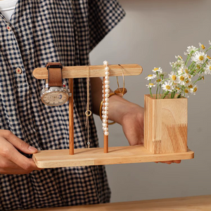 Wooden Desktop Calendar with Pen Holder