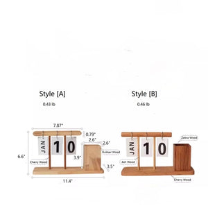 Wooden Desktop Calendar with Pen Holder