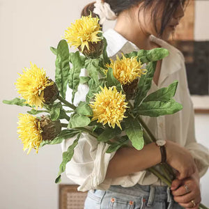 Yellow Teddy Bear Sunflower Stem 27.9" Tall